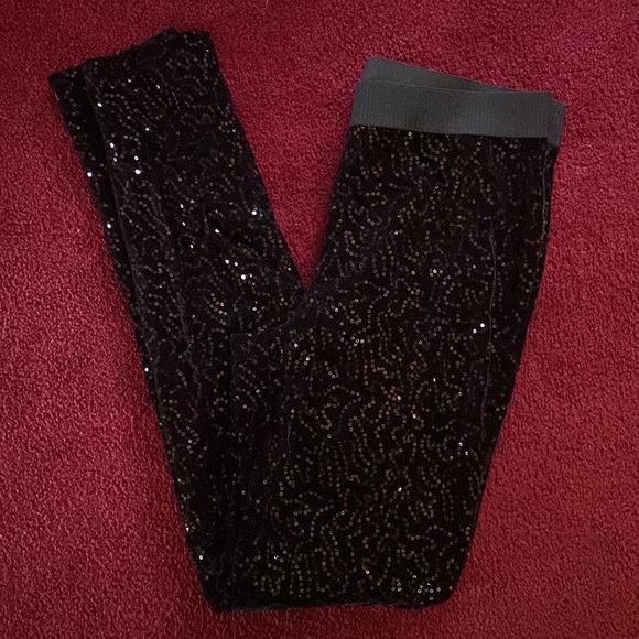 MANGO suit black velvet sequin pants elastic waist M - Picture 5 of 10